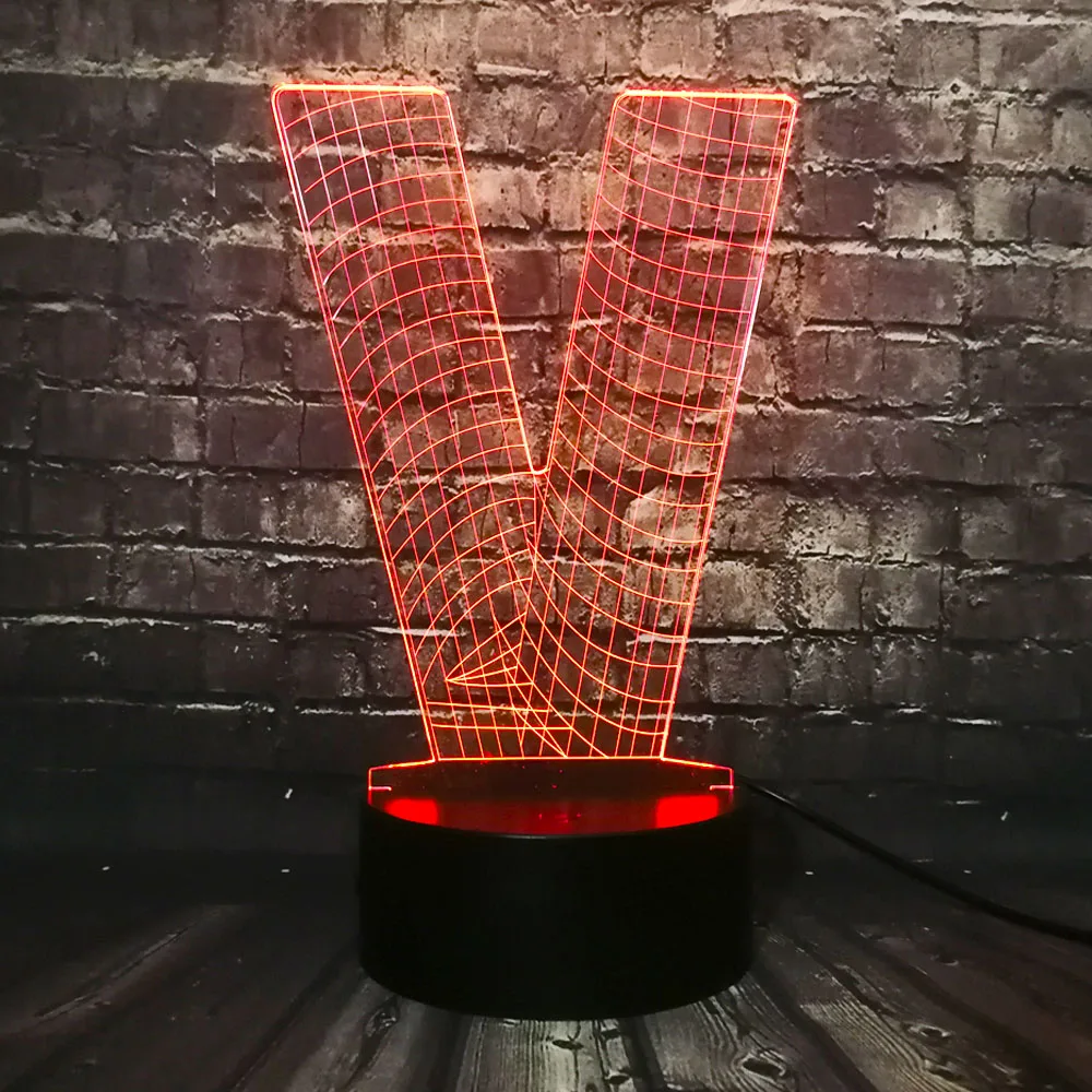 Новое 3D освещение Алфавит буквы V Виктори настольная лампа USB цветной светодиодный ночник Сенсорное украшение дома детский подарок на праздник