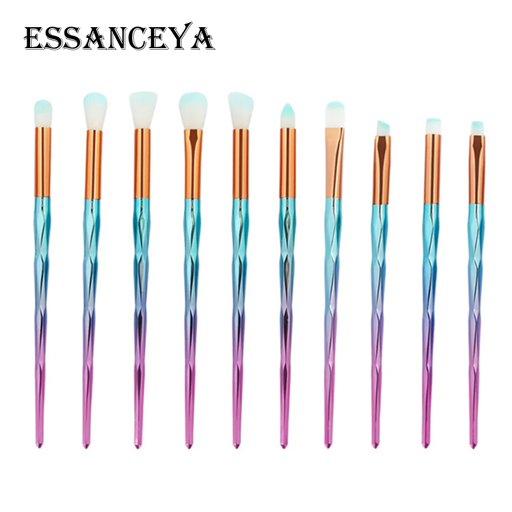10 pcs ESSANCEYA 4/10 шт алмазные кисти для макияжа Набор пудры основа тени для век Смешивание косметики красота макияж наборы щеток - Handle Color: 10 pcs