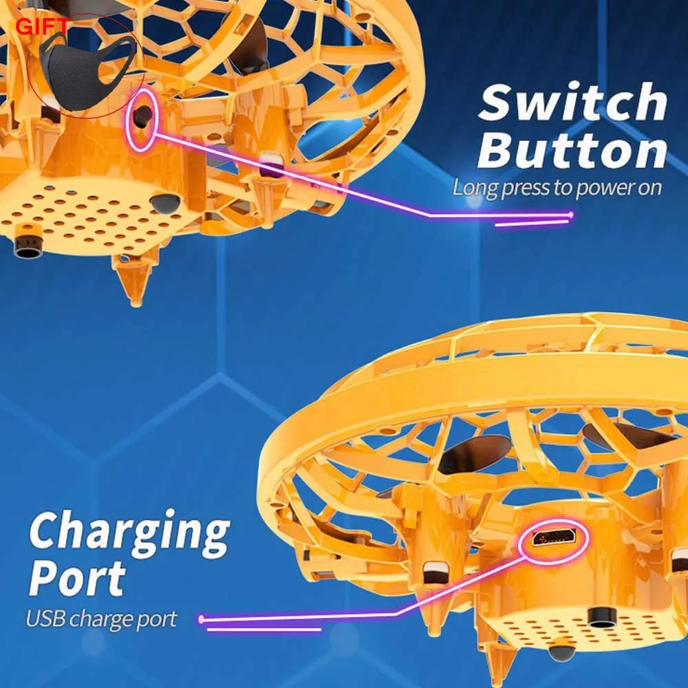 

Gesture Sensing UFO Mini Drone Infraed Aircraft Hand Sensing Small Drohne Toys For Children Mini Helicopter Christmas Gift