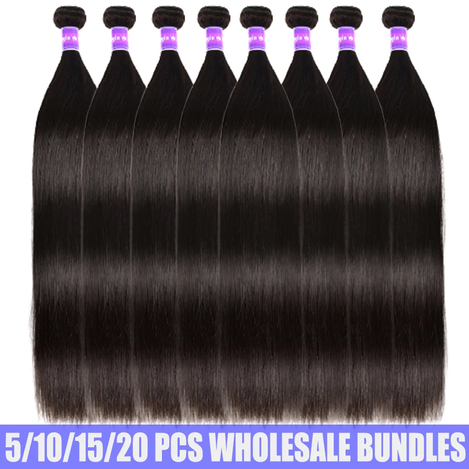 Straight Human Hair Bundles Wholesale Price 3/5/10/20 Deal Brazilian Unpressed Virgin | Шиньоны и парики