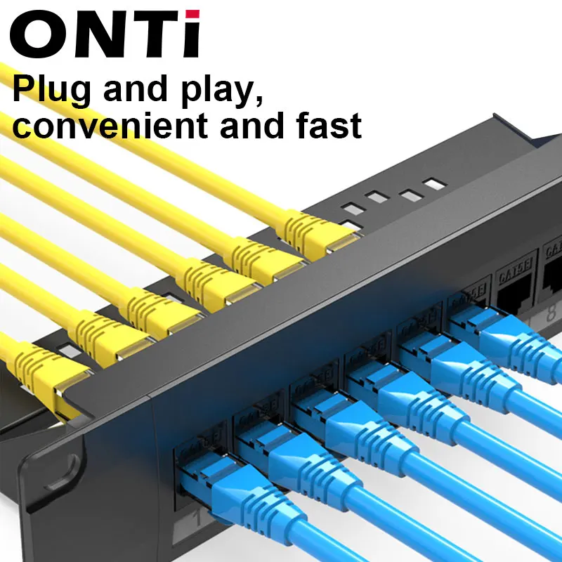 

ONTi 8 Port Straight-through CAT6 Patch Panel RJ45 Network Cable Adapter Keystone Jack Ethernet Distribution Frame