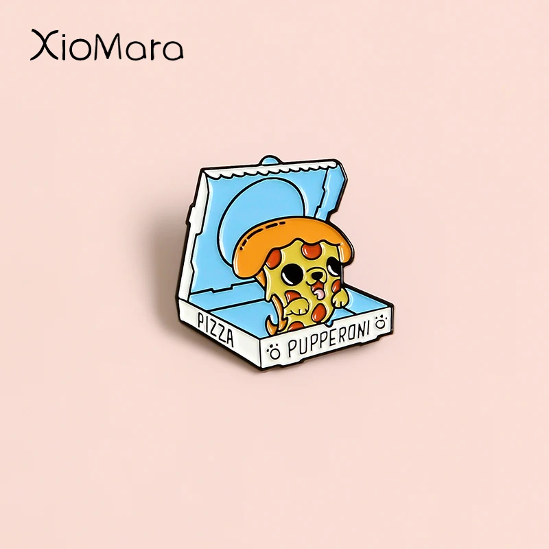 Забавный ~ мем пицца щенок куклы собака Лапа еда вынимается коробка значок Броши