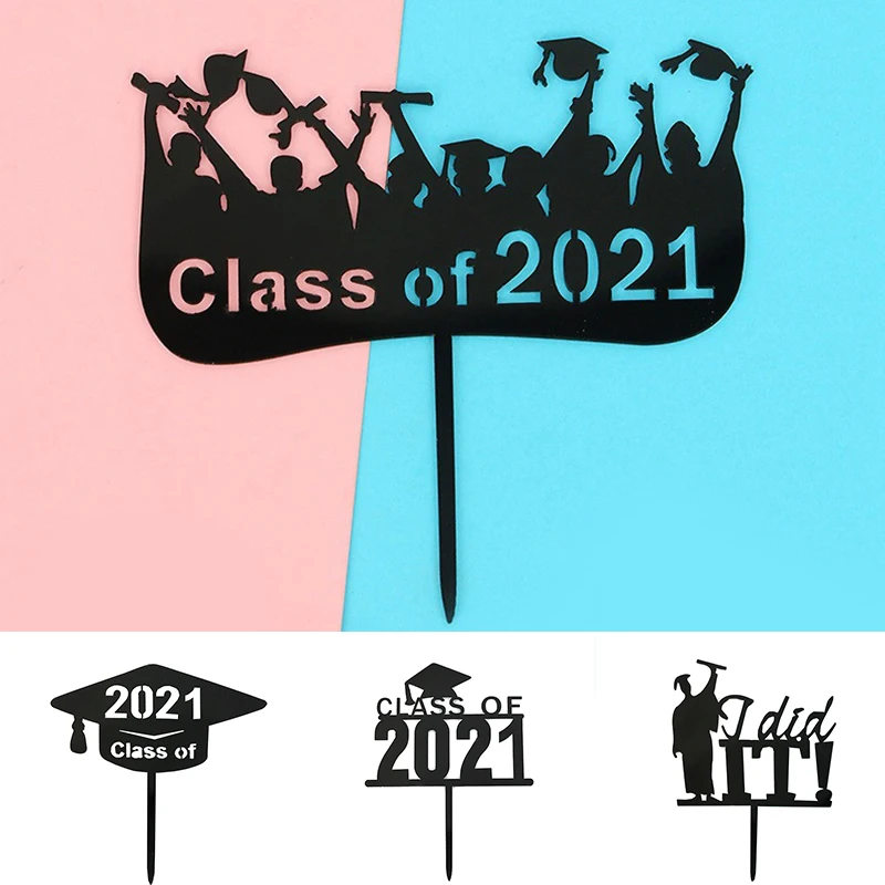 

Class of 2021 Acrylic Congrats Grad Cake Topper Acrylic Cupcake Topper For Graduation College Celebrate Party Cake Decorations