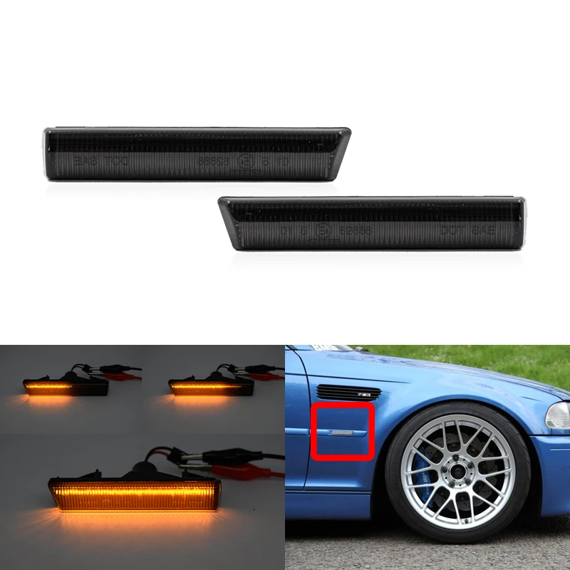 

Dynamic Blinker Amber Led Side Marker Light Turn Signal Lamp For BMW E46 3-Series M3 Coupe/Convertible 01-06 E38 7-Series 95-01