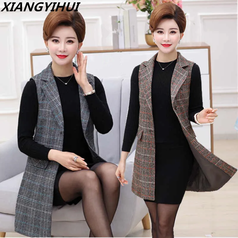 2018 плюс размер 5XL Элегантный Модный Осенний жилет для мамы длинный женский жакет