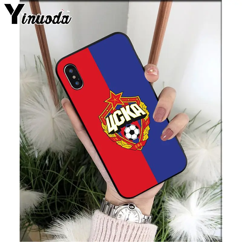 Yinuoda PFC CSKA Москва ТПУ мягкий черный чехол для телефона iPhone 5 5Sx 6 7 7plus 8 8plus X XS MAX