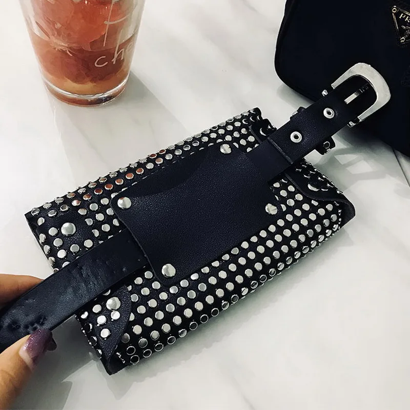 Guarder Brand Rivets Waist Pack Luxury Designer Fanny Small Fashion Women Bag Phone Pouch Punk Belt Purse GUA0060 | Багаж и сумки