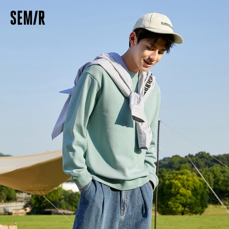 

SEMIR Sweater Men 2021 Autumn New Trend Korean White Pullover Man High Street Ins O Neck Top