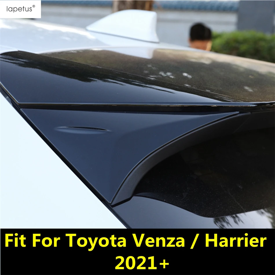 

For Toyota Venza / Harrier 2021 -2023 ABS Chrome Carbon Fiber Black Car Rear Tail Window Sequins Panel Spoilers Decor Cover Trim