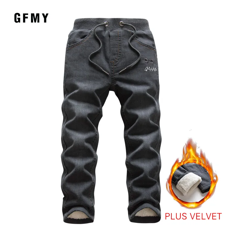 GFMY бренд 2021 Досуг зимние черные плюс бархатные джинсы для мальчиков 3 лет-10 лет