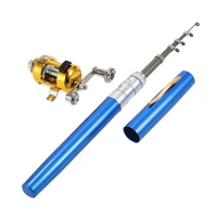 fishing rod reel combo kit set mini telescopic portable pocket pen fishing rod pole reel aluminum alloy fishing accessories