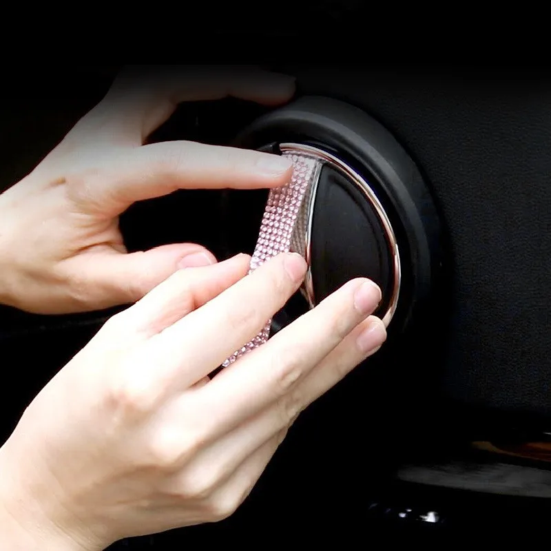 Блестящая наклейка на дверную ручку салона автомобиля с кристаллами для Mini Cooper F54