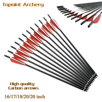 612pc crossbow bolt carbon arrows 1617182022 inches with redwhite feather for bow and arrow hunting archery