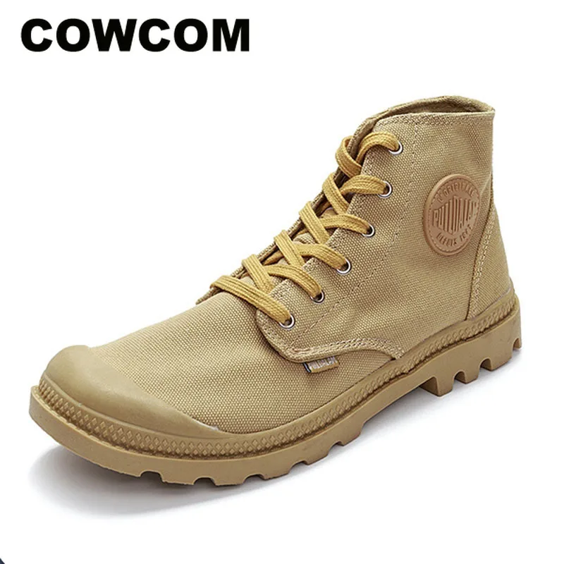 COWCOM/Повседневная парусиновая обувь с высоким берцем мужская на плоской подошве
