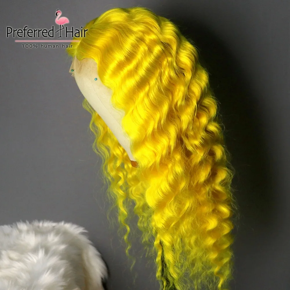 Preferred13x4 Remy Омбре кружевной передний парик предварительно выщипанный желтый волнистый парик бразильские кружевные передние человеческие волосы парики для черных женщин