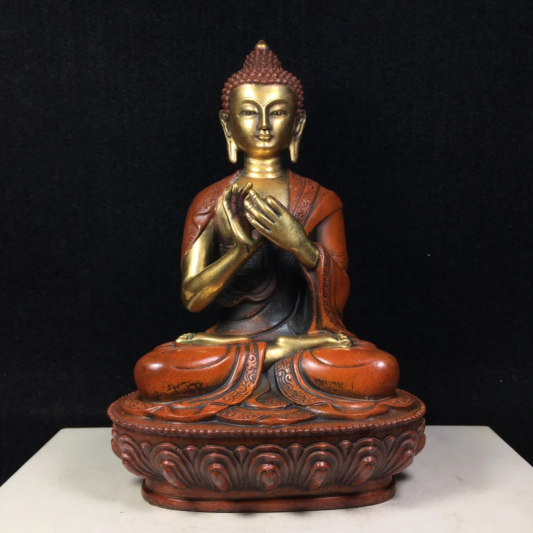 

8" Tibet Buddhism Old Bronze Gilt Real gold Jampa Buddha Maitreya Bodhisattva Buddhist bodhisattva Sakyamuni Enshrine the Buddha