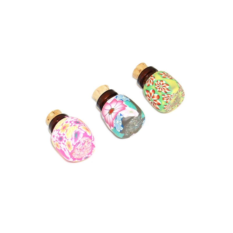 Soft Pottery Empty Bottle Aromatherapy Essential Oil Polymer Clay Perfume Cork Lid Pendant Handmade 25pcs/lot | Красота и здоровье
