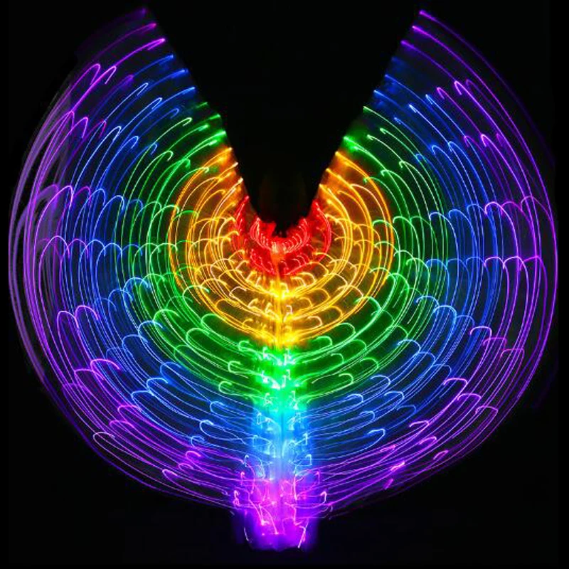 

Женский костюм для танца живота, крылья для танца живота, 300 светодиодов, крылья с крыльями на 360 градусов, на батарейках