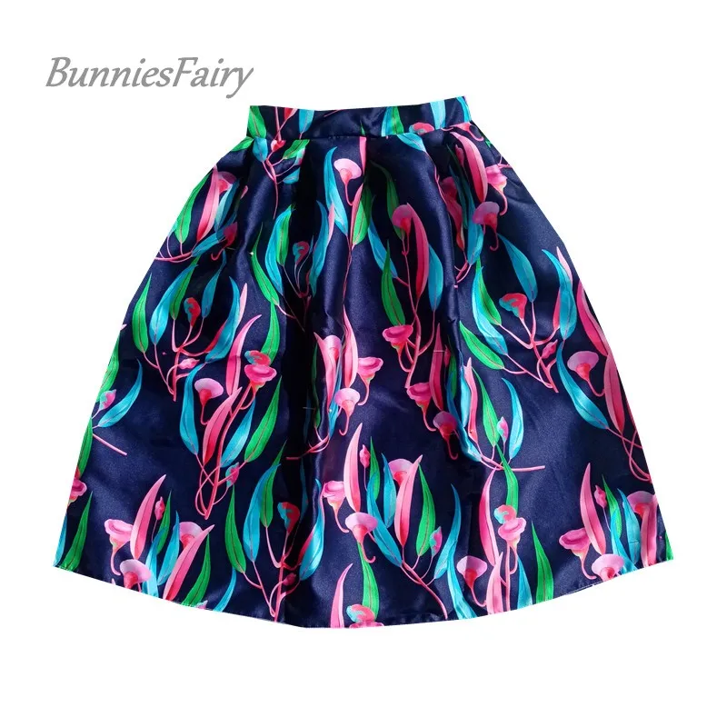 BunniesFairy, осень, 50 s, 60 s, Ретро стиль, для девушек, газетный принт, высокая талия, плиссированная, расклешенная юбка миди, Saia Longa Plissada - Цвет: 10