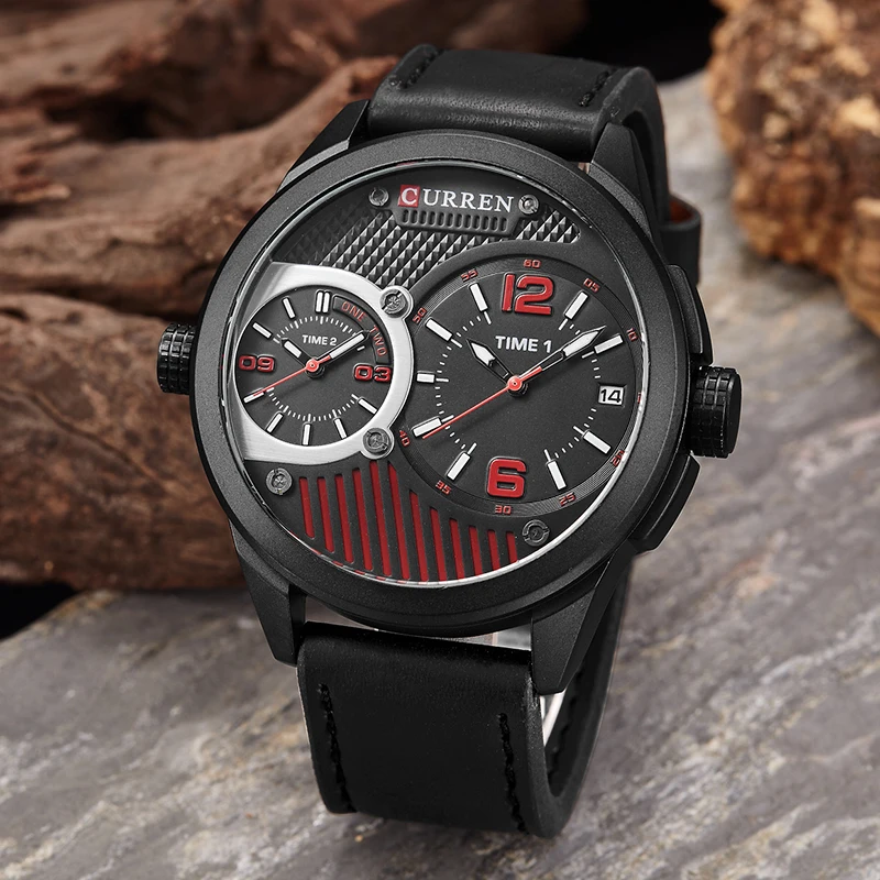Часы CURREN Мужские кварцевые с несколькими часовыми поясами люксовые брендовые