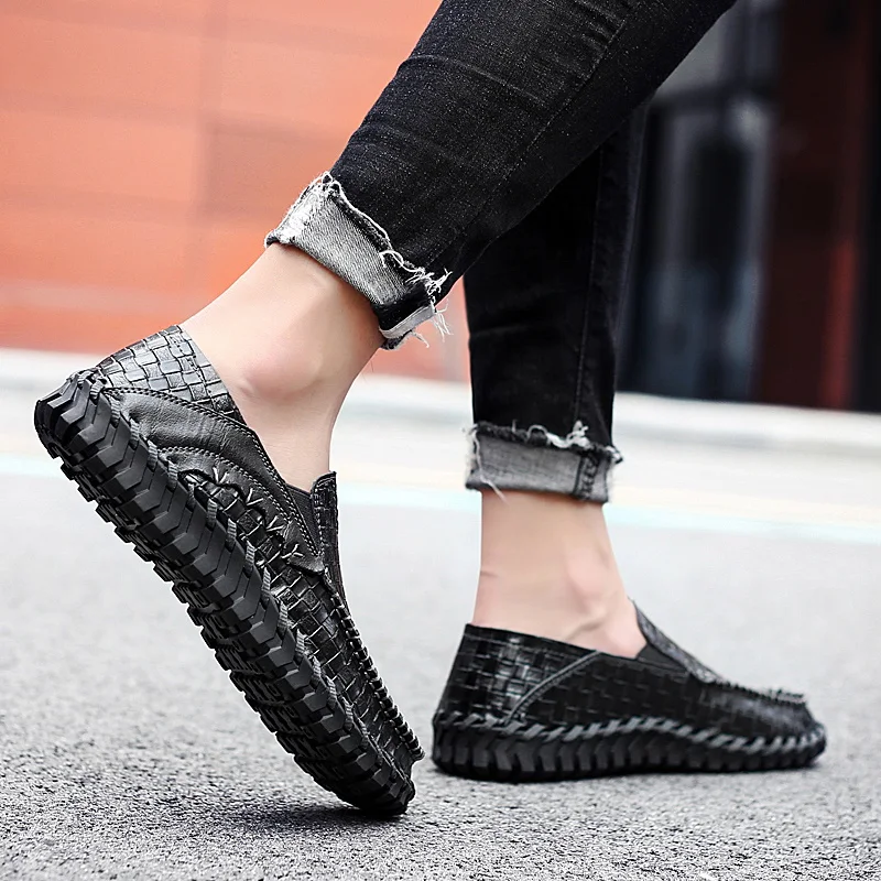 Кроссовки мужские кожаные дышащие удобные сникерсы на платформе плоская подошва