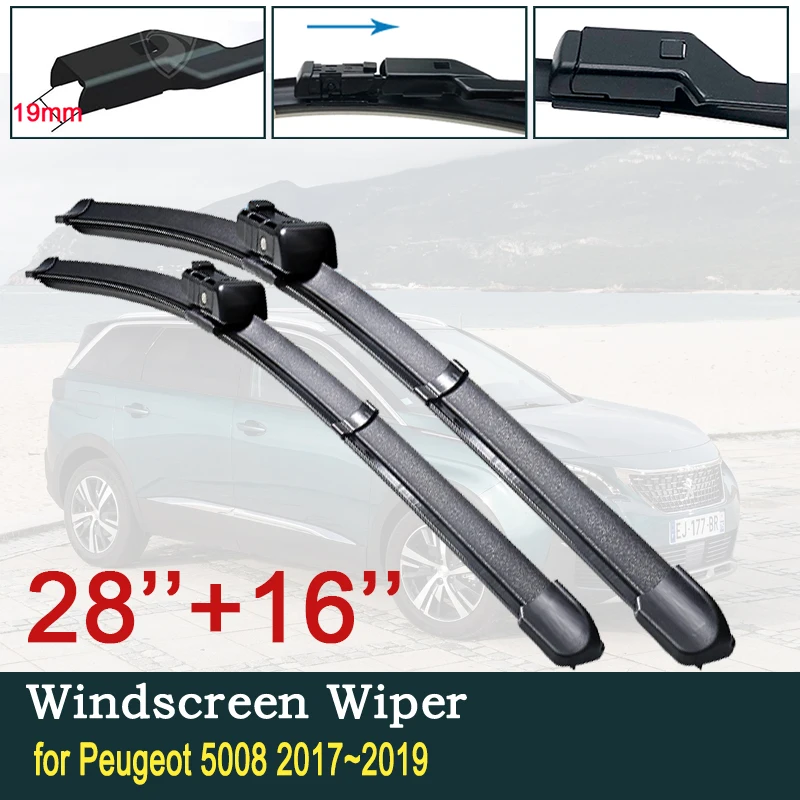 

for Peugeot 5008 2017~2019 2018 2nd 2 Gen Car Wiper Blades Front Windscreen Windshield Wipers Car Accessories Stickers