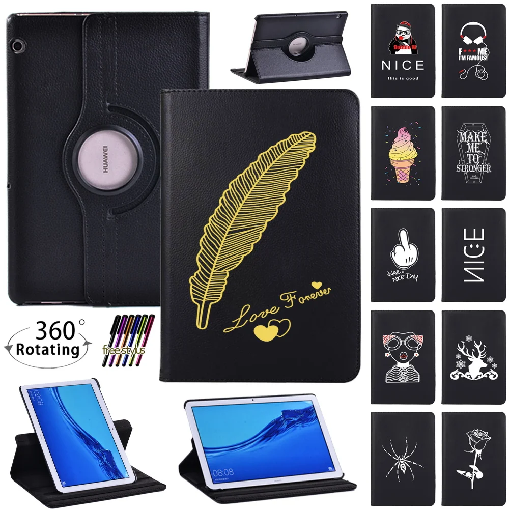 

360 Rotating Case for Huawei MediaPad T3 10 9.6"/MediaPad T5 10 10.1" Tablet Foldable Leather with Magnet Automatic Sleep Case