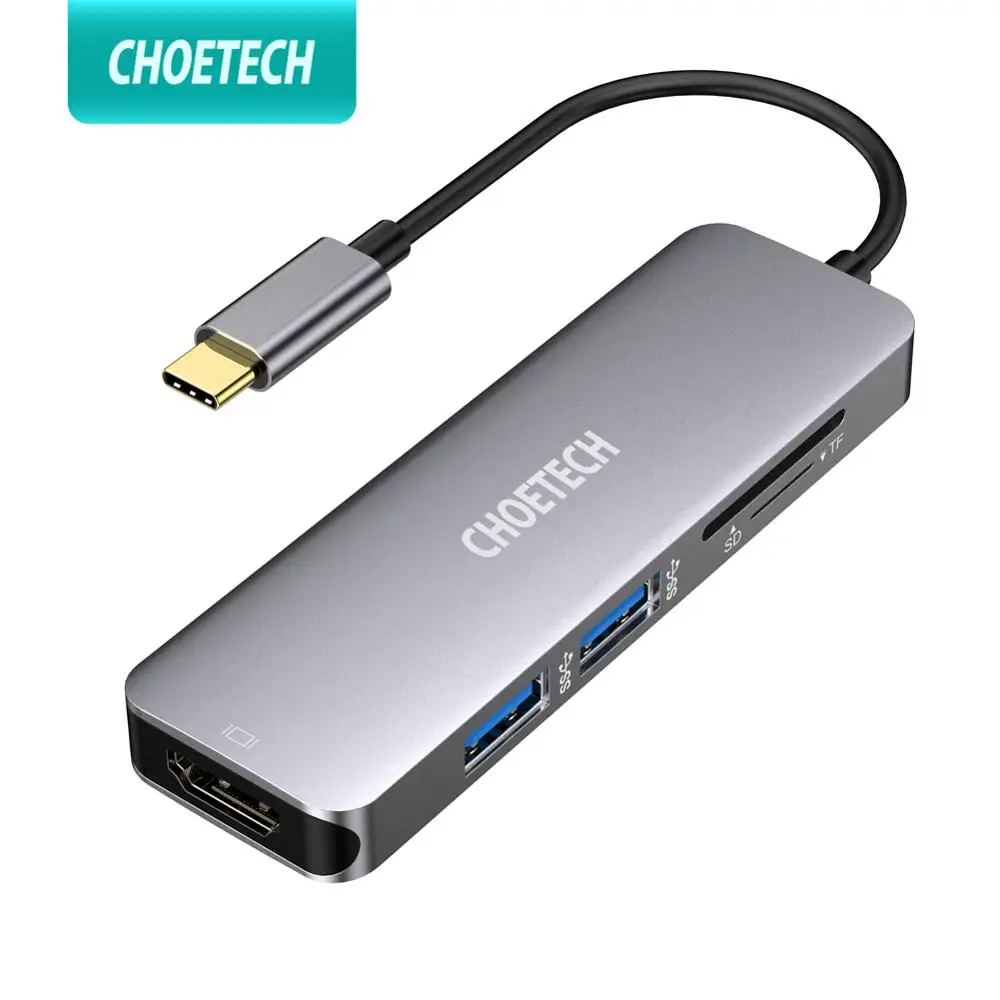 CHOETECH USB C концентратор мультипорт конвертер с 4K HDMI 30 Гц видео выход 2 3 0 порты и SD TF