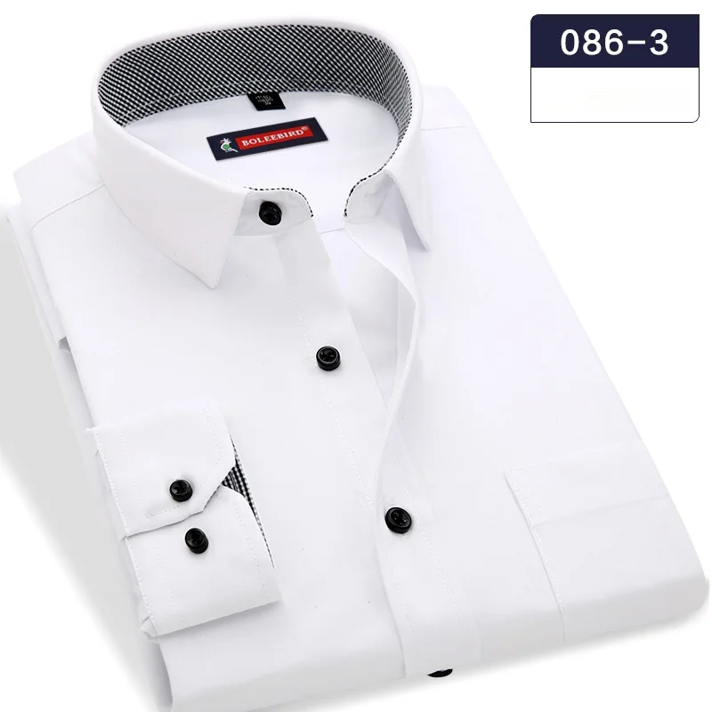 

Men's Long Sleeve White Shirt Brand Business casual Dress Male Shirt classic Business Occupation men clothing Big Plus Size Blue