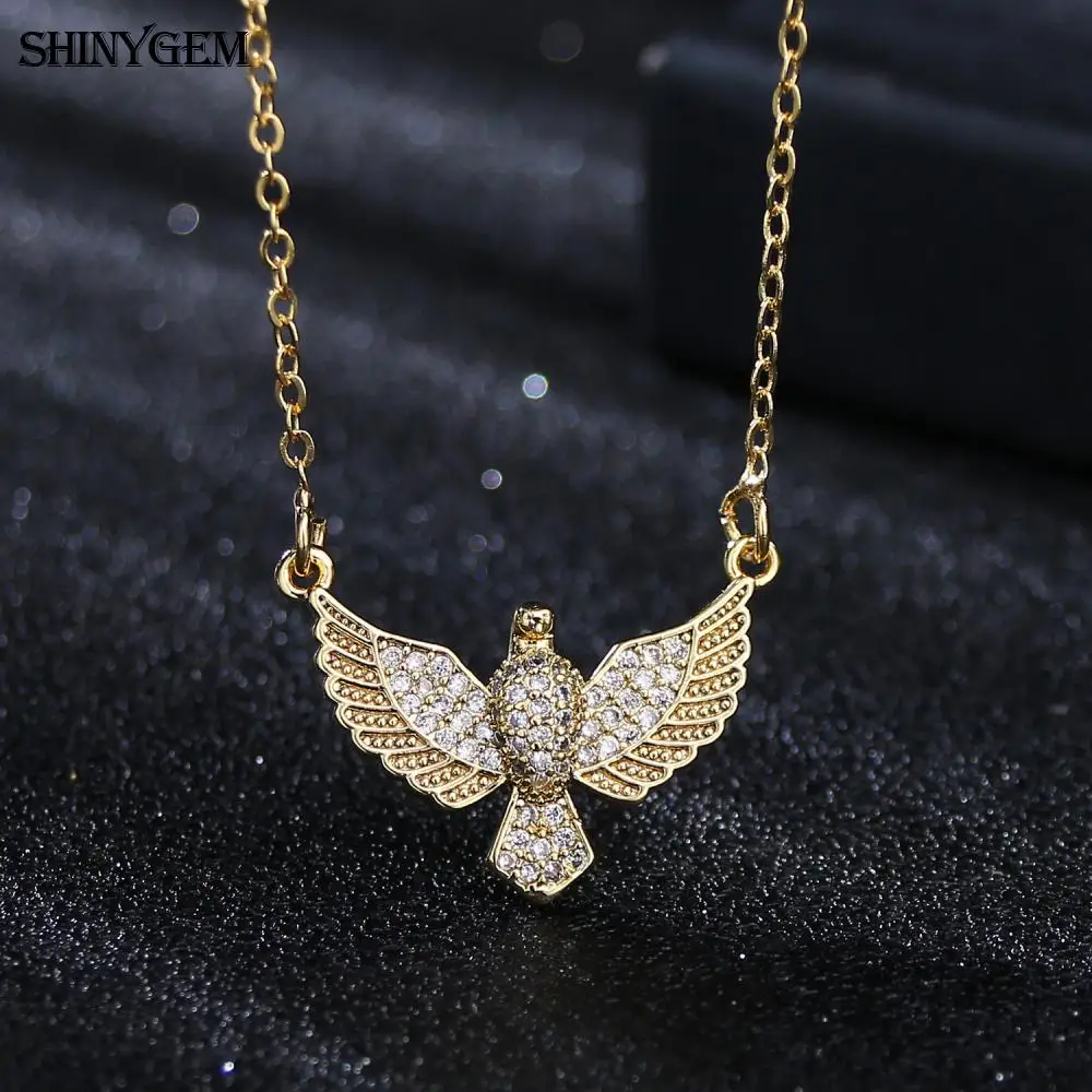 Lovely Fashion Necklace For Women 15-22mm Micro Zircon Inlaid Eagle Money Butterfly Cheetah Snake Fish Copper Gold Plating Chain images - 6