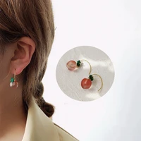 summer french glazed peach earrings female spring girl heart temperament fashion lovely vacation drop earrings jewelry