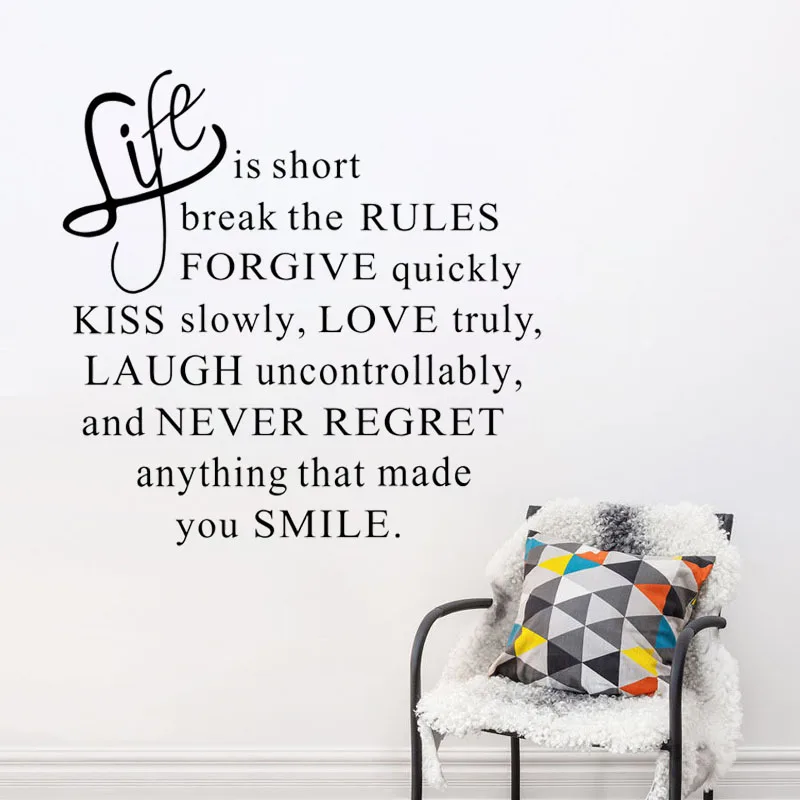 

Life Is Short Text настенные наклейки с цитатами настенные наклейки для домашнего декора, съемные украшения для гостиной, спальни, настенные художе...
