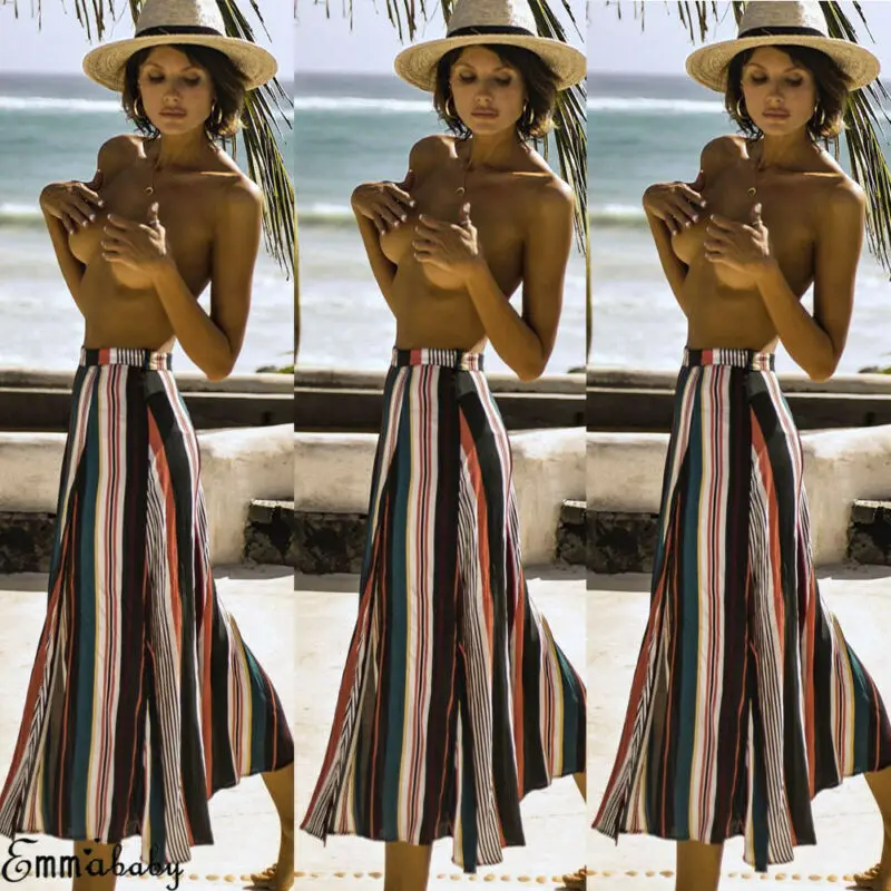 Женская пляжная юбка макси с высокой талией в богемном стиле летняя длинная