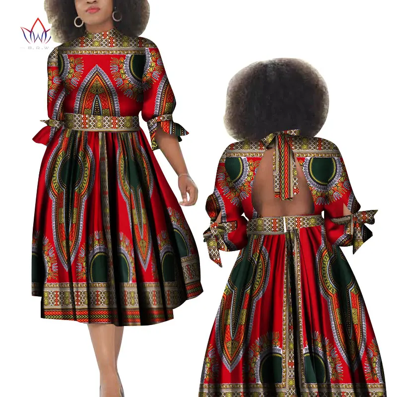 Мода 2019 осень африканские платья для женщин vestidos с открытой спиной элегантная