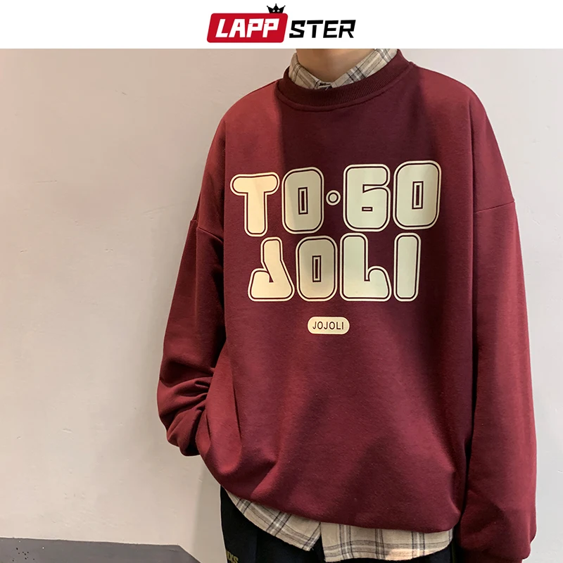 LAPPSTER мужская Японская уличная одежда с буквенным принтом толстовки 2019 пуловер