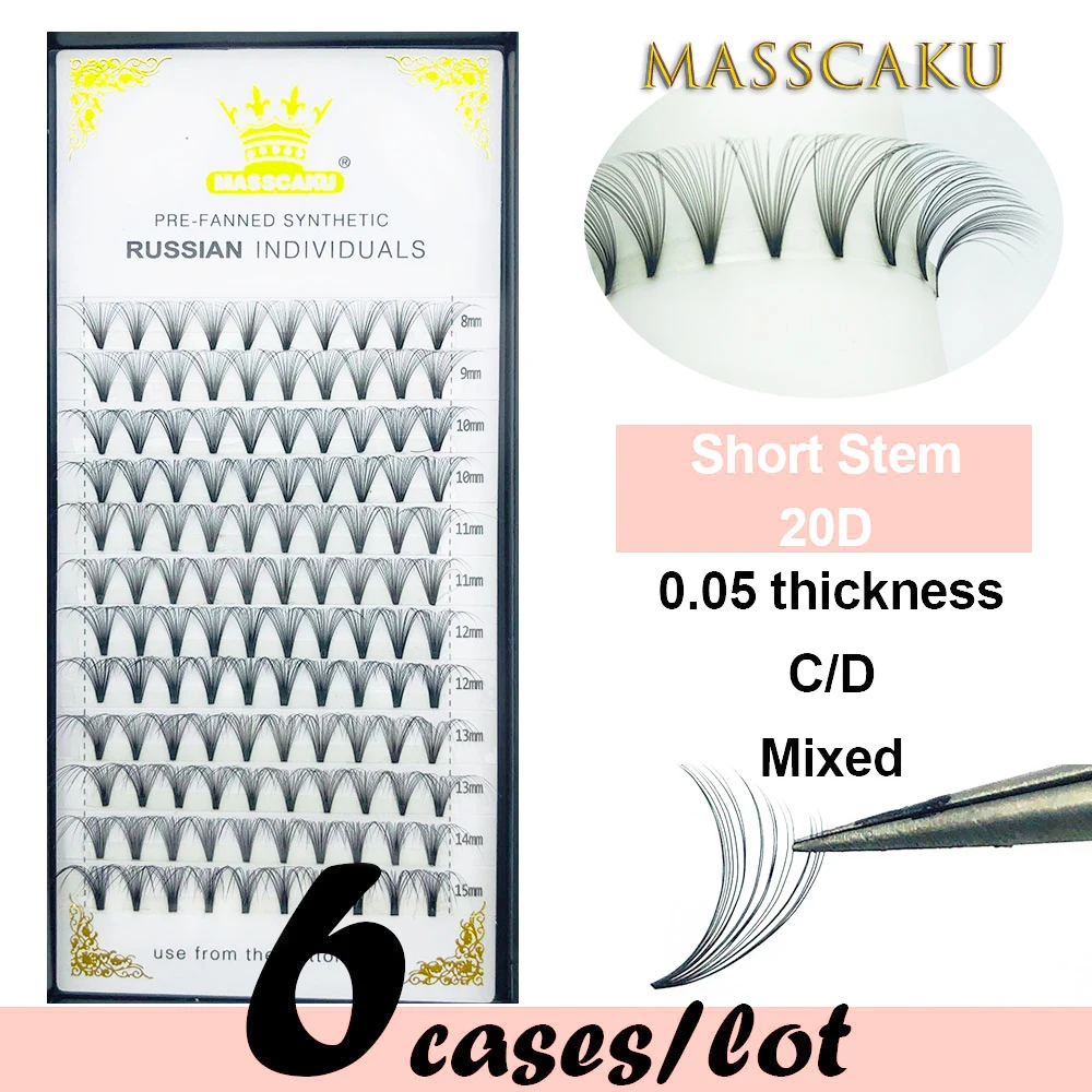 6 чехлов/партия 20D русские готовые объемные вееры для наращивания ресниц C D Curl 0 05
