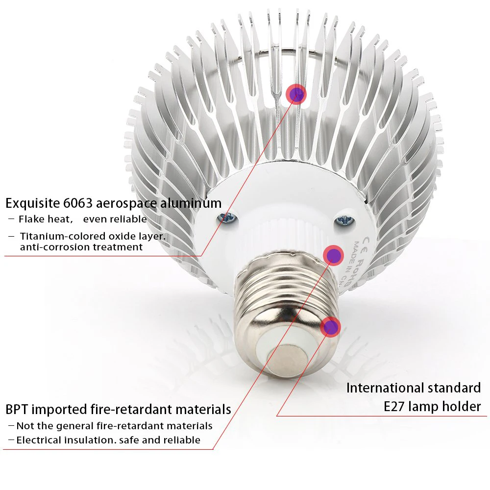 

8-80W LED Grow Light Blub E26 E27 Indoor Vegetable Flower Plant Lamp 18-120LEDs Full Spectrum Greenhouse LED Grow Light D30