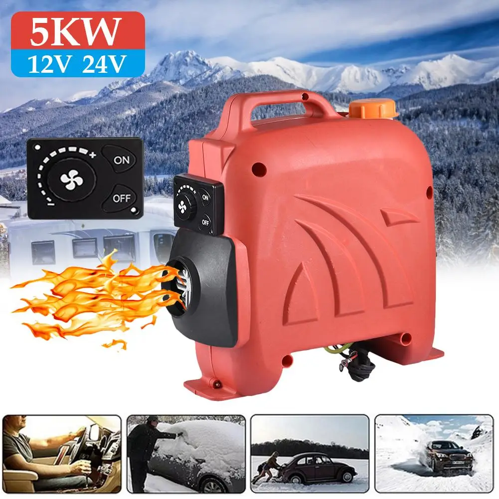 

5KW 12V Diesel Air Fuel Heater Low Noise Low Fuel Knob Switch Parking Fuel Air Heater Single Hole Car Heater For RV Truck