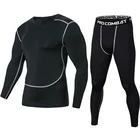 Комплект мужской компрессионный из рубашки и леггинсов, черный, для фитнеса, футболка с длинным рукавом