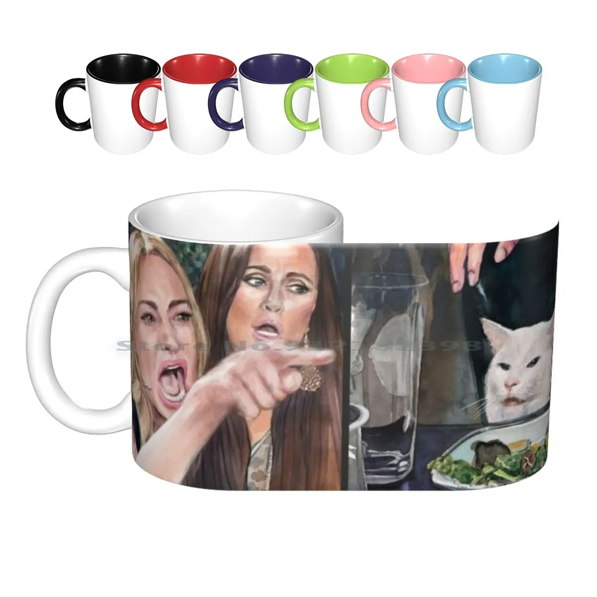 

Woman Yelling At Cat Meme - 3 Ceramic Mugs Coffee Cups Milk Tea Mug Watercolor Womens Yelling Cat Meme Screaming Humor Joke Funn