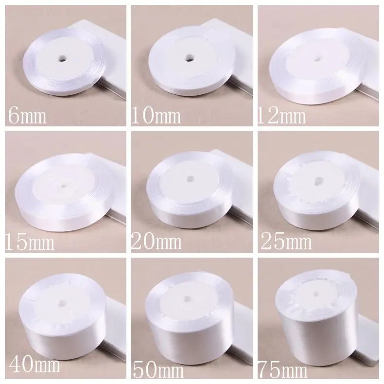 (25 ярдов/рулон) белая атласная лента с одним лицом украшение для вечеринки