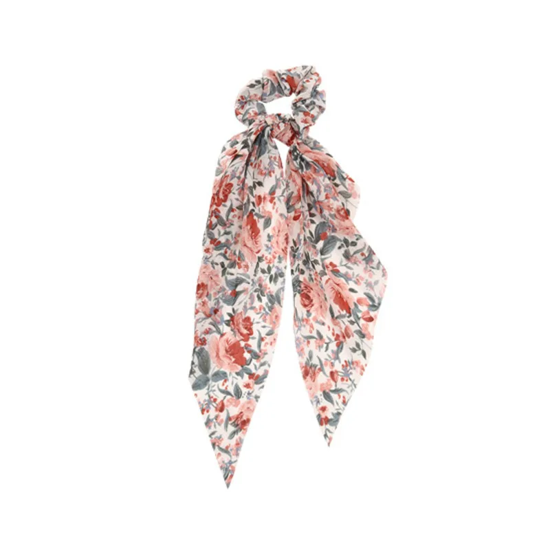 

New Women Elegant Flower Print Chiffon Sweet Scrunchie Hair Tie Ponytail Holder Hair Bands Headband Fashion Hair Accessories