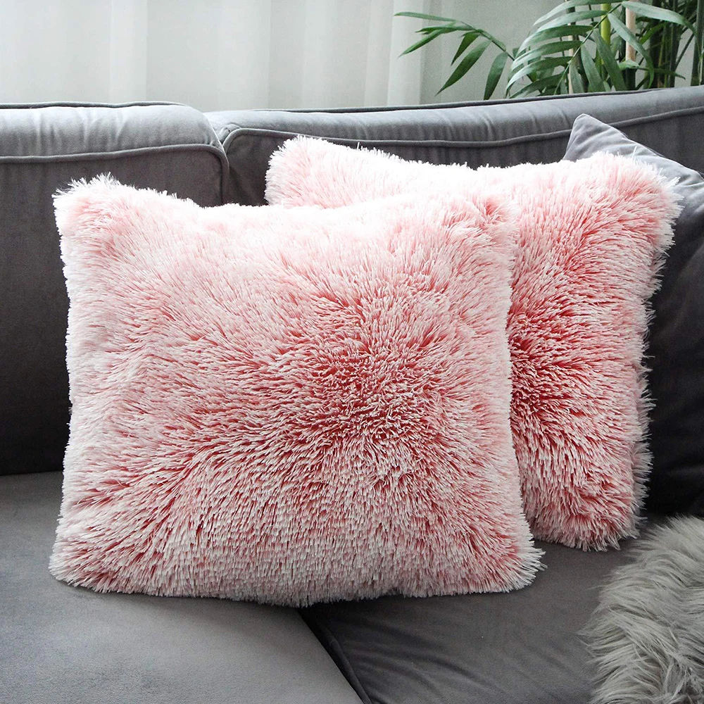 

4545cm Soft Plush Fluffy Soft Cushion Cover Decorative Pillow Throw Solid Color Cases Luxury Home Sofa Decor Living Room