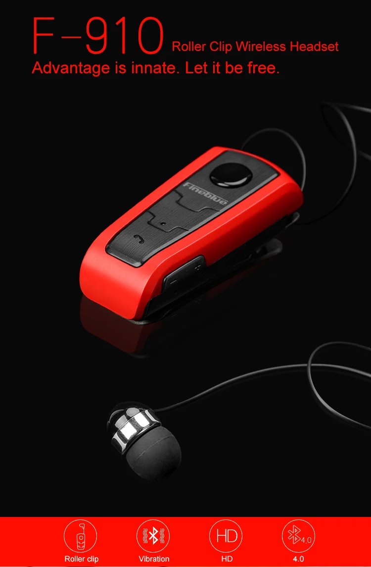 Настоящие Fineblue F910 Беспроводная bluetooth-гарнитура в ухо Вибрационный оповещение о ношении клип наушник Hands-Free для смартфонов