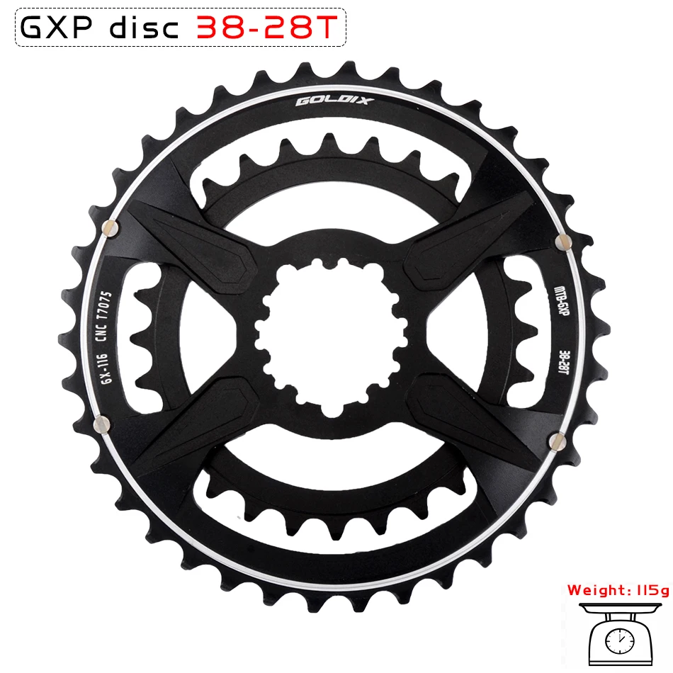 

GXP mountain bike crankset bicycle sprocket 38T/28T aluminum alloy CNC machining double-layer disc