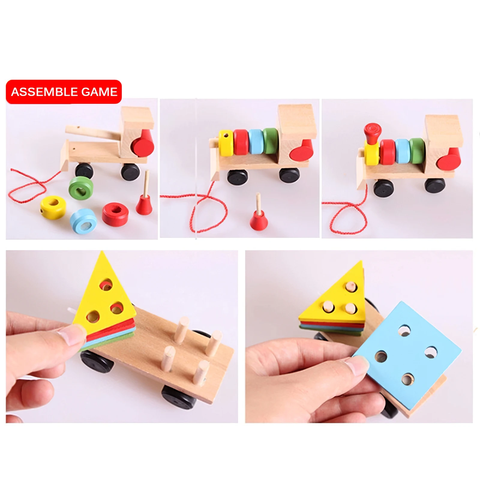 

Wooden Stacking Toys Train Shape Sorter Stacking Blocks Toddlers Puzzle Toys Pull Toys For Toddlers Preschool Educational Toy