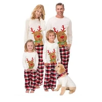 plaid family matching outfits christmas deer pajamas sets father mother children baby sleepwear xmas mommy and me pjs clothes
