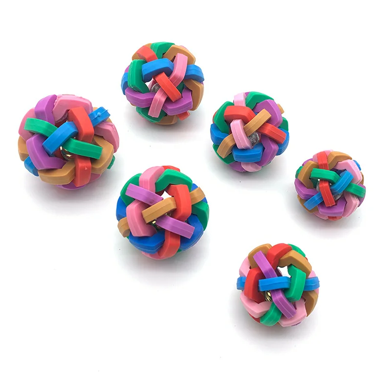 CColorful Rainbow Pet Bell Ball Dog Toy Cat Toys Interactive Chew Play Teeth Training Products | Дом и сад