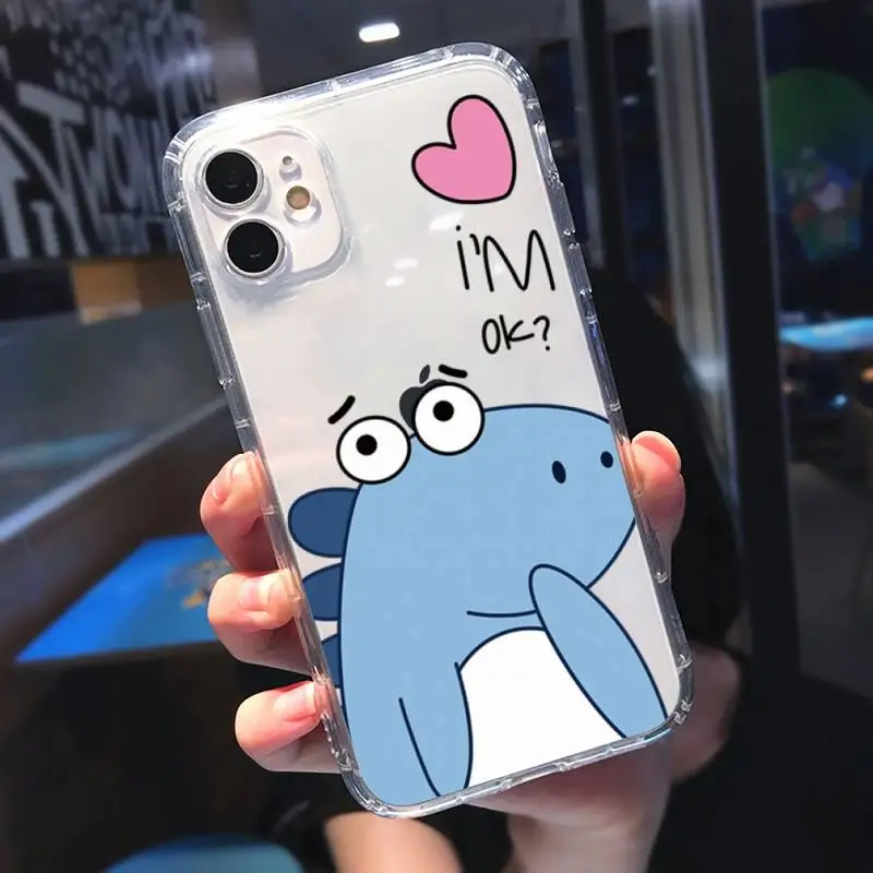 

Creative cute dinosaur Phone Case Transparent for Clear iPhone 11 12 8 7 6 6S Plus X 5S SE 2020 XR mini pro XS MAX