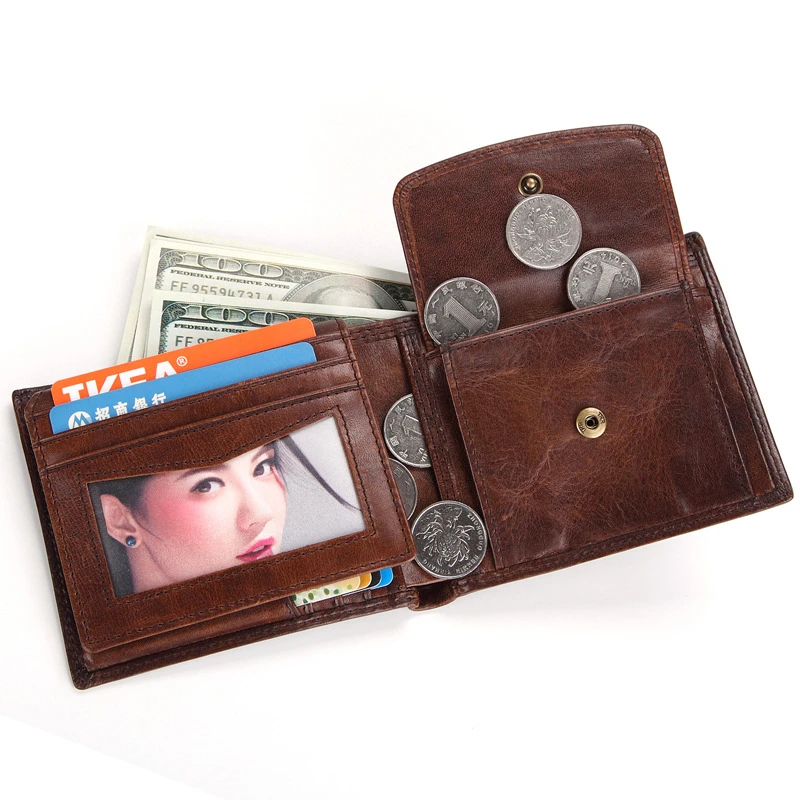 Мужской кошелек большой вместимости кожаный мужской бумажник в стиле ретро с